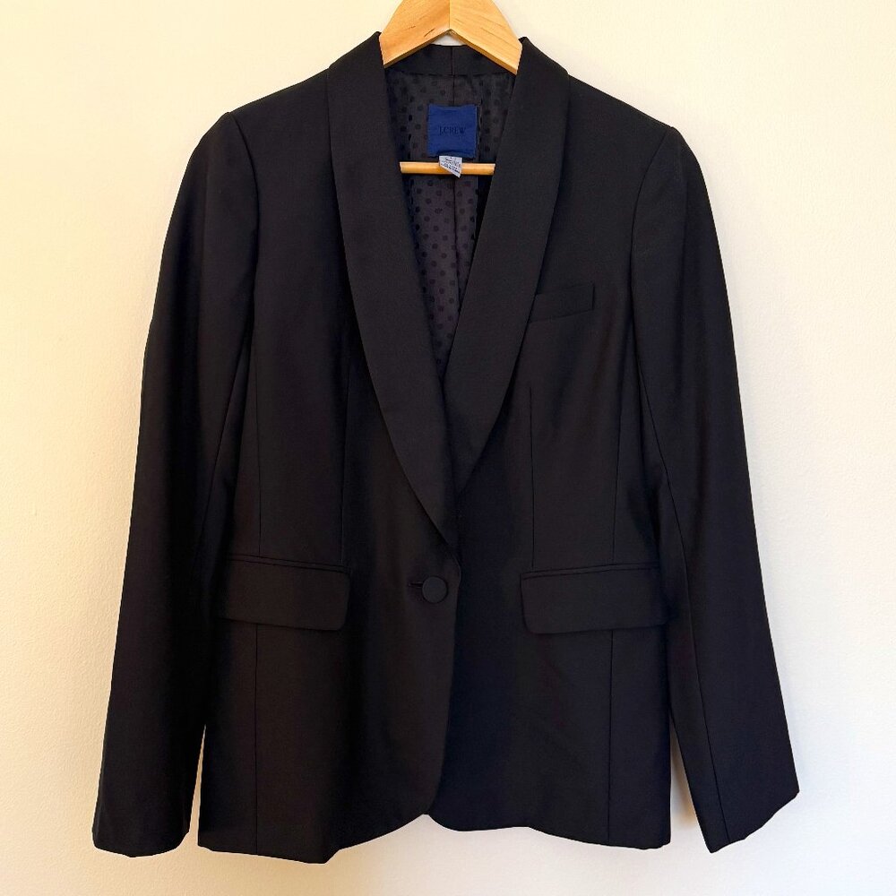 J. Crew 100% Wool Multi-Season Women’s Tuxedo Jacket in Black Sz 4